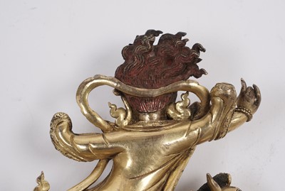 Lot 886 - A Sino-Tibetan gilt bronze figure of the Goddess Palden Lhamo