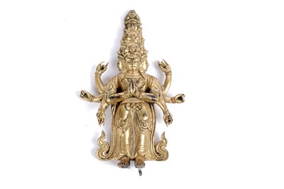 Lot 888 - A Sino-Tibetan gilt bronze figure of Avalokitesvara