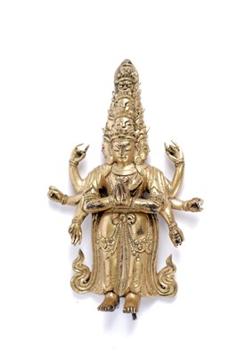 Lot 888 - A Sino-Tibetan gilt bronze figure of Avalokitesvara