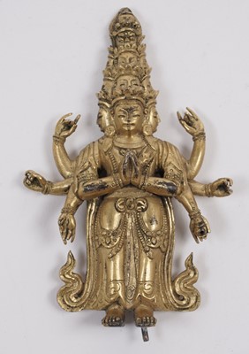 Lot 888 - A Sino-Tibetan gilt bronze figure of Avalokitesvara