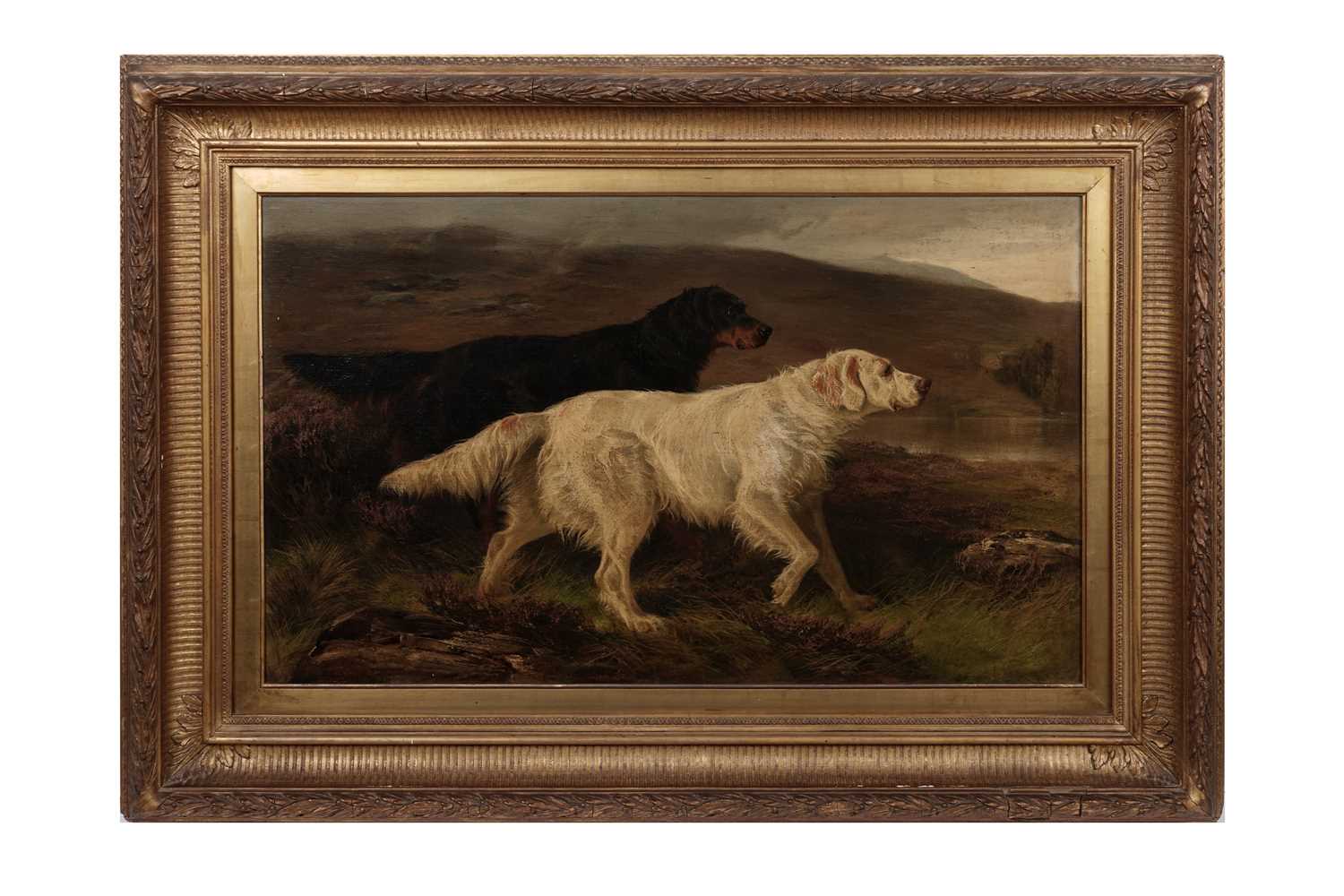 Lot 1167 - Edward R. Breach - Two Hounds in a Highland Landscape | oil