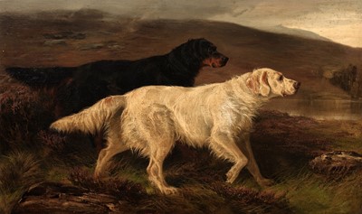 Lot 1167 - Edward R. Breach - Two Hounds in a Highland Landscape | oil