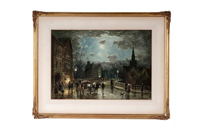 Lot 1592 - William Manners - A Moonlight Street Scene, Near Lancaster | watercolour