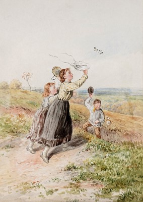 Lot 271 - In the manner of Myles Birket Foster - Chasing Butterflies | watercolour
