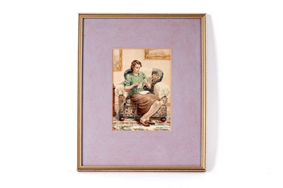 Lot 268 - John Valentine - Second World War portrait of a lady knitting | watercolour