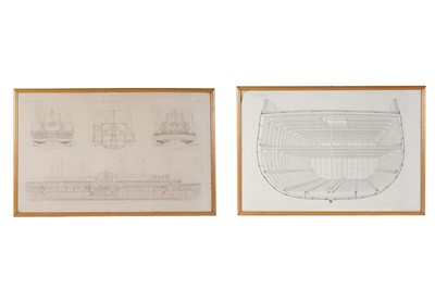 Lot 701 - Two large maritime ship building plan prints