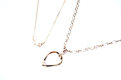 Lot 226 - A 9ct yellow gold oval pendant on chain; and another gold necklace