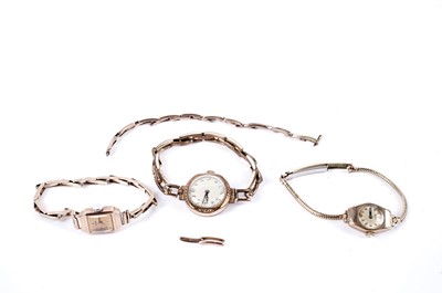 Lot 239 - A Roamer 9ct rose gold manual wind wristwatch; and two other watches