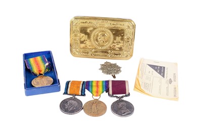 Lot 159 - A pair of First World War General Service medals and Long Service medal; and other items