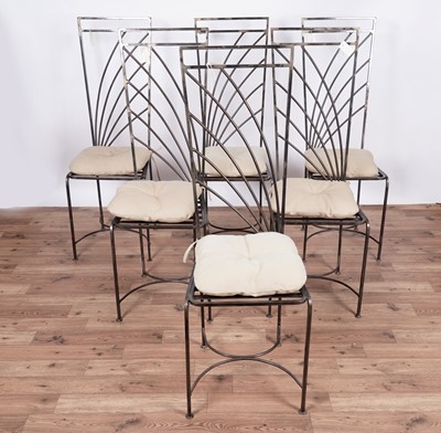 Lot 59 - A set of six contemporary high back metal garden chairs