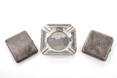 Lot 360 - Two silver cigarette cases; and a silver ashtray