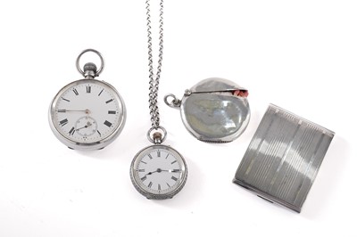 Lot 320 - Two antique silver vesta cases and two pocket watches