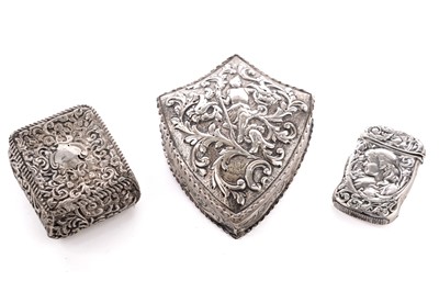 Lot 385 - A Victorian silver trinket box; and two others