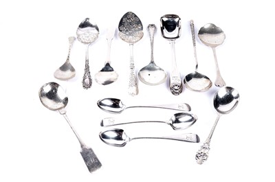 Lot 393 - A selection of Georgian and later silver spoons