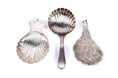 Lot 400 - A silver Eagle's Wing pattern caddy spoon; and two others