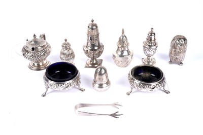 Lot 411 - A selection of Victorian and later silver condiments