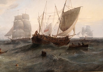 Lot 1142 - John Wilson Carmichael - Replenishing a sailing barge off the Coast | oil