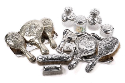 Lot 436 - A collection of silver-backed and other dressing table accessories