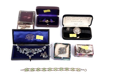 Lot 110A - An Edwardian seed pearl flower bar brooch; and other jewellery