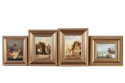 Lot 246 - M*R* Prenelle - A pair of oil Dutch village scenes and two others