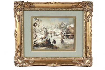 Lot 248 - After Van Olsen - Ice Skaters | oil