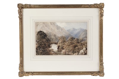 Lot 64 - Robert John Abraham - Lakeland Landscape with Bridge over a Cascading Torrent | watercolour