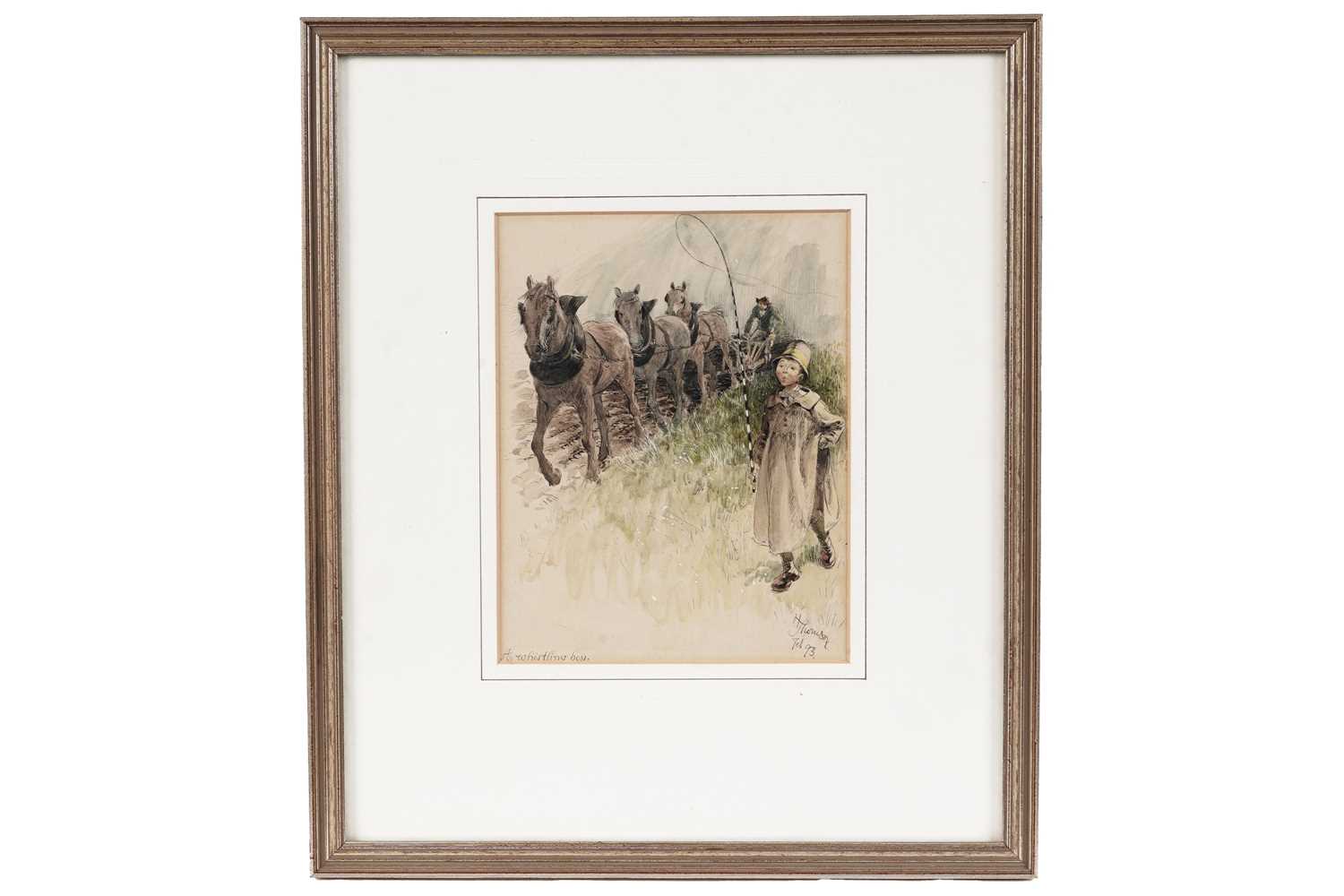 Lot 28 - Hugh Thomson RI - Whistling Boy, illustration for 'Our Village' | pen and ink with watercolour