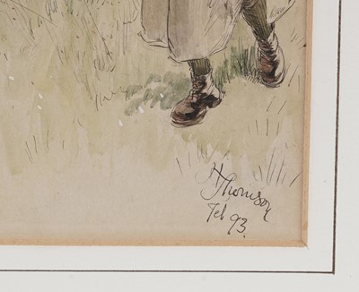 Lot 28 - Hugh Thomson RI - Whistling Boy, illustration for 'Our Village' | pen and ink with watercolour