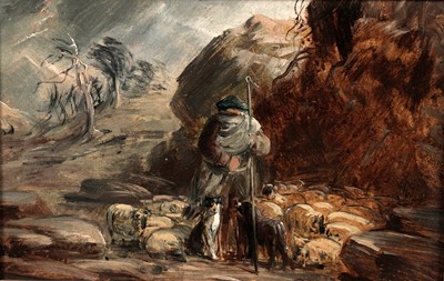 Lot 1097 - Attributed to John Linnell - A Scottish shepherd in tam o' shanter | oil