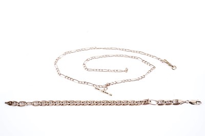 Lot 15A - A 9ct gold fancy link chain bracelet; and a rose gold Albert watch chain