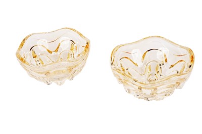 Lot 381 - A Lalique 'Vibration' glass box in the form of two bowls