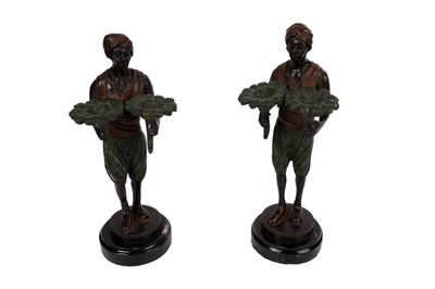 Lot 313 - A pair of reproduction cold painted bronze figures