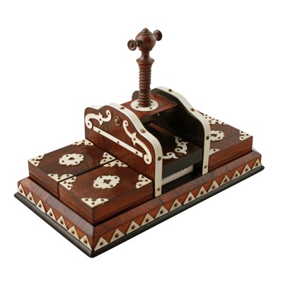 Lot 338 - A Victorian rosewood playing card press