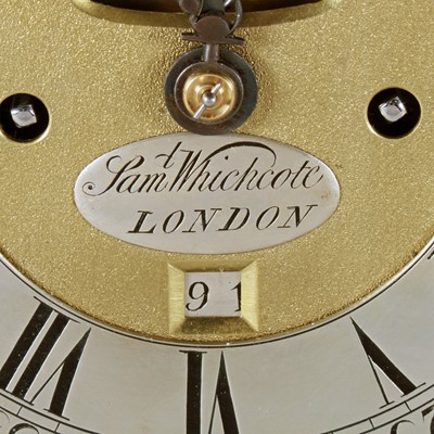 Lot 1360 - Samuel Whichcote, London: a mid-18th Century ebonised bracket clock