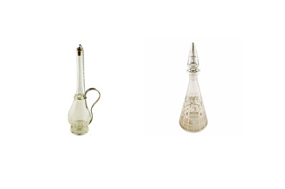 Lot 101 - An early 20th Century glass and plated Oil Decanter; and an early 20th Century glass decanter