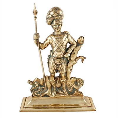 Lot 388 - A large Victorian cast brass Scottish Highlander soldier door stop