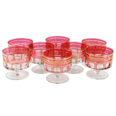 Lot 107 - A set of eight mid-20th Century Bohemian overlay glass dessert or sundae dishes