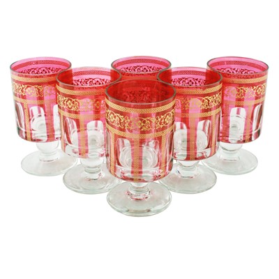 Lot 108 - A set of six mid-20th Century Bohemian overlay wine glasses