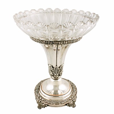 Lot 248 - An ornate early Victorian Sheffield plated and cut-glass table centrepiece