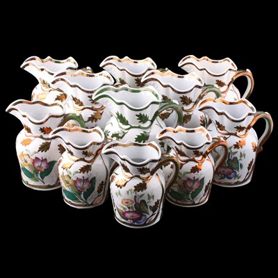 Lot 48 - A decorative collection of eleven Victorian Livesley Powell & Co Ironstone china jugs