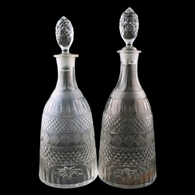 Lot 75 - A pair of mid-19th Century mallet-shaped cut-glass decanters