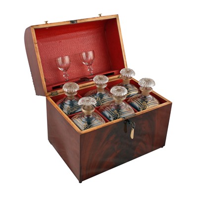 Lot 406 - A mid-19th Century Dutch Mahogany six bottle decanter box