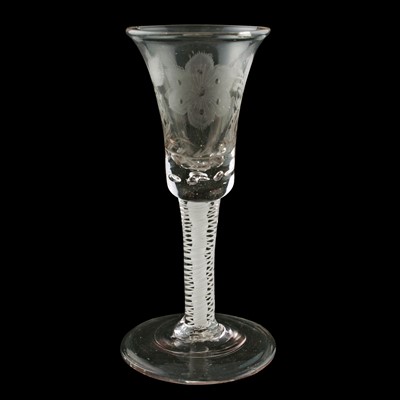 Lot 69 - A George II opaque spiral stem wine glass