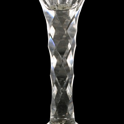 Lot 70 - Two George III wine glasses with facetted stems