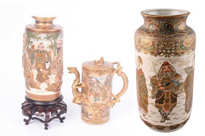 Lot 19 - A late 19th Century Japanese Satsuma pottery vase; and other items