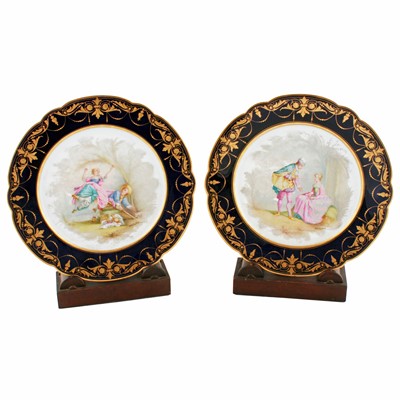 Lot 60 - A pair of late 19th Century French Sèvres style porcelain plates