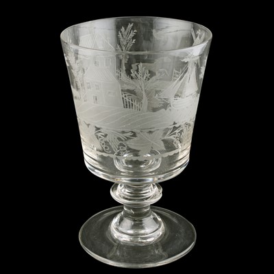 Lot 82 - A fine large mid-19th Century engraved rummer or wine glass