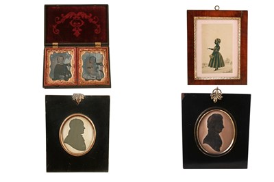 Lot 164 - Three early 19th Century silhouettes; and a pair of Victorian 'Daguerreotype' photographs