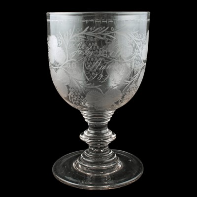 Lot 85 - A very large Victorian engraved glass drummer