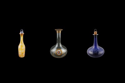 Lot 88 - Three decanters with coloured decoration